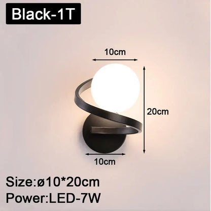 Modern black & gold led wall lights for bedroom