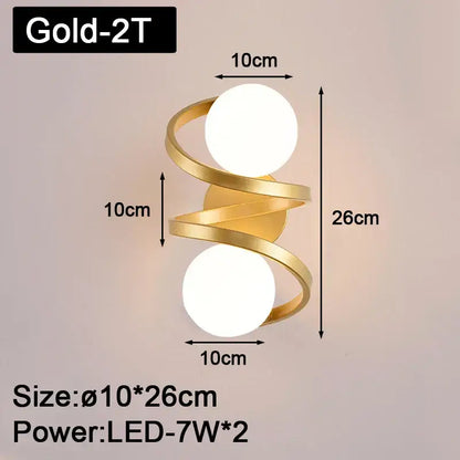 Modern black & gold led wall lights for bedroom