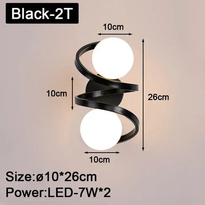 Modern black & gold led wall lights for bedroom