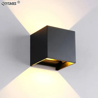 Modern black & gold led wall lights garden cube sconce