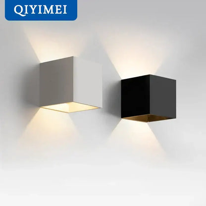 Modern black & gold led wall lights garden cube sconce