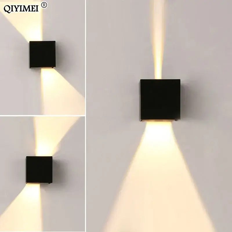 Modern black & gold led wall lights garden cube sconce