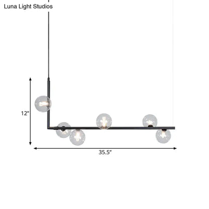 Modern black & gold linear chandelier dining room glass island light