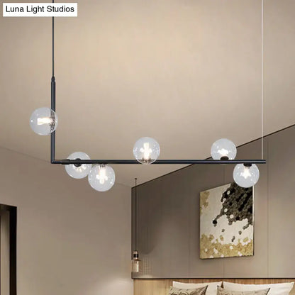 Modern black & gold linear chandelier dining room glass island light