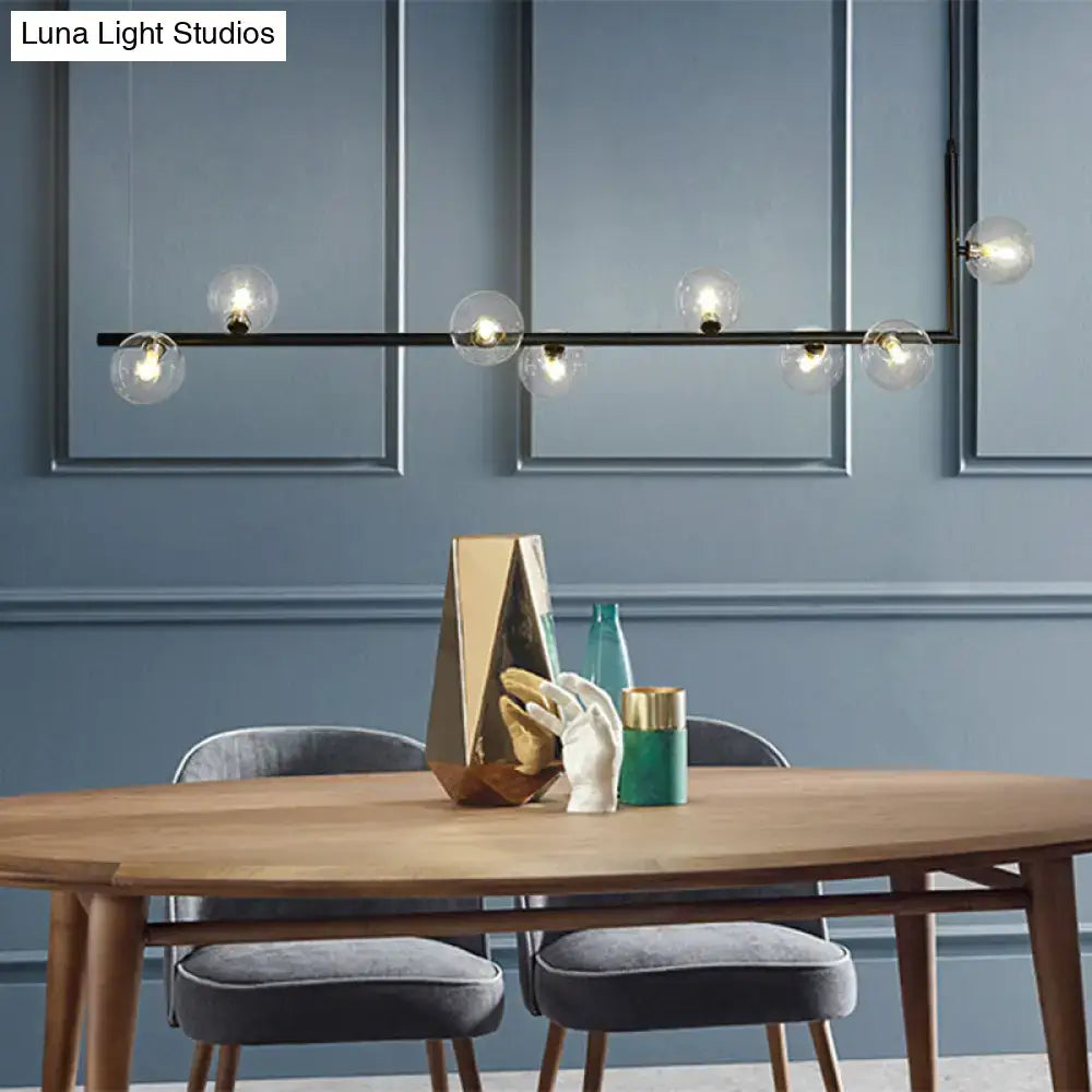 Modern black & gold linear chandelier dining room glass island light