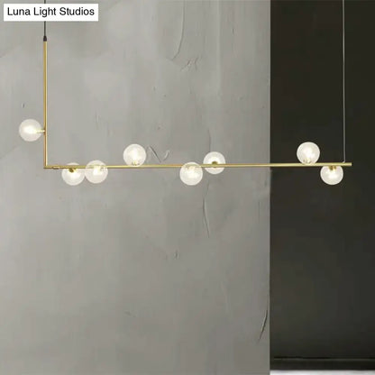 Modern black & gold linear chandelier dining room glass island light