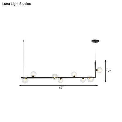 Modern black & gold linear chandelier dining room glass island light