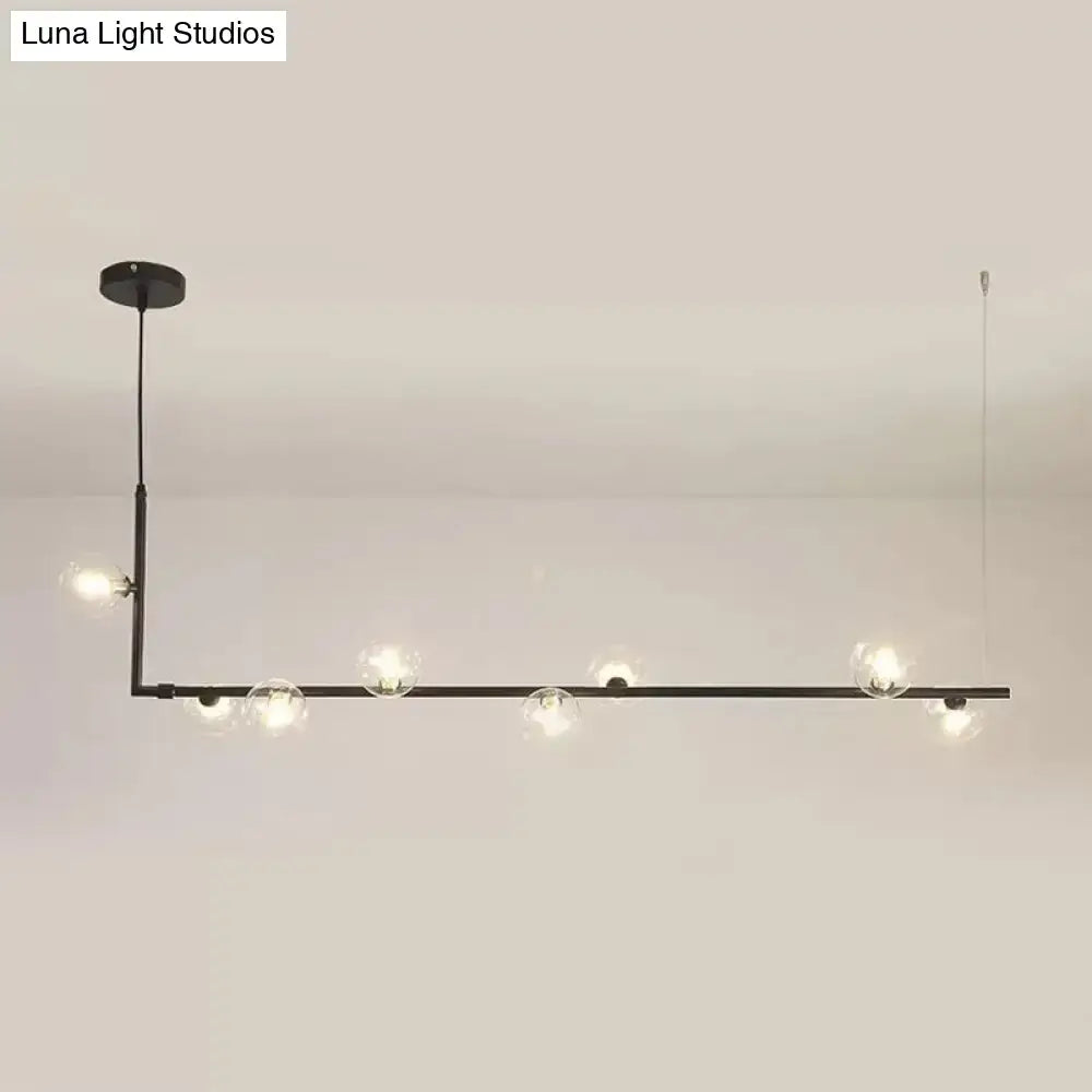 Modern black & gold linear chandelier dining room glass island light