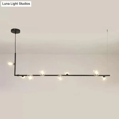 Modern black & gold linear chandelier dining room glass island light