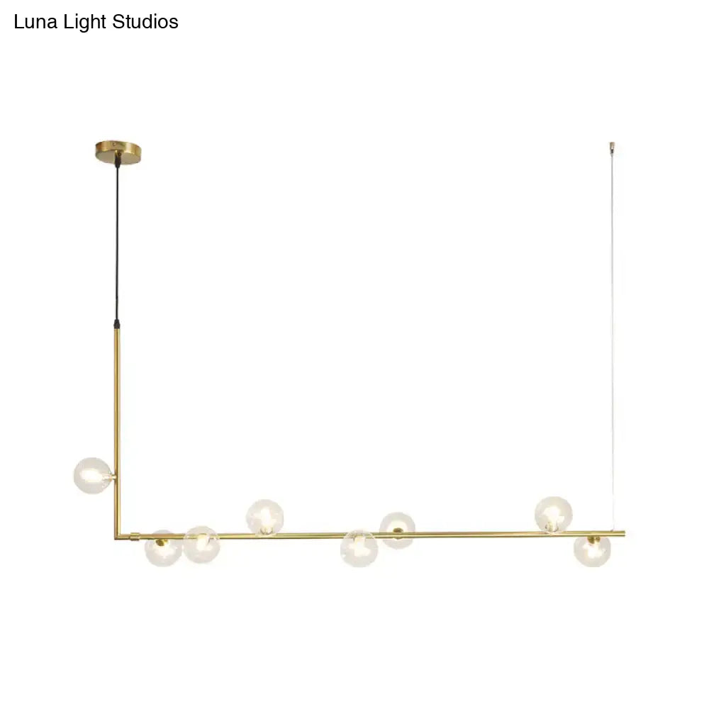 Modern black & gold linear chandelier dining room glass island light