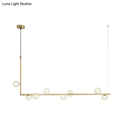 Modern black & gold linear chandelier dining room glass island light