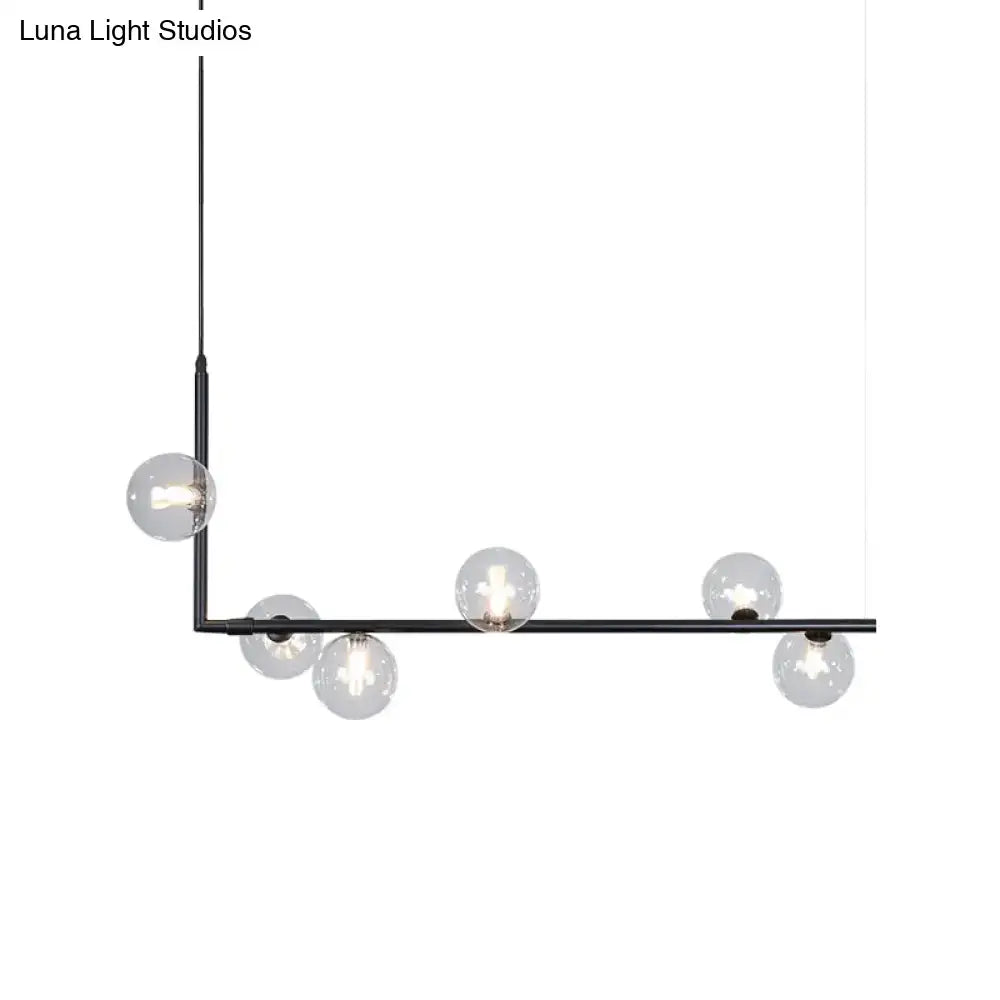 Modern black & gold linear chandelier dining room glass island light