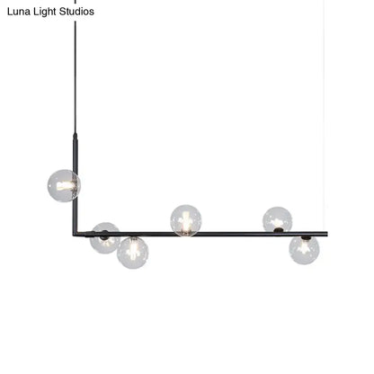 Modern black & gold linear chandelier dining room glass island light
