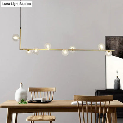 Modern black & gold linear chandelier dining room glass island light