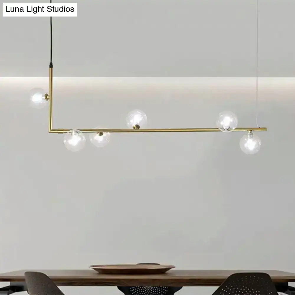 Modern black & gold linear chandelier dining room glass island light