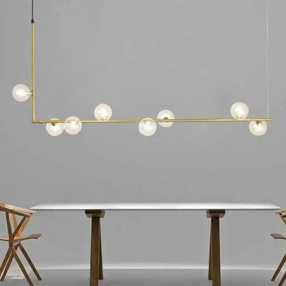 Modern black & gold linear chandelier dining room glass island light