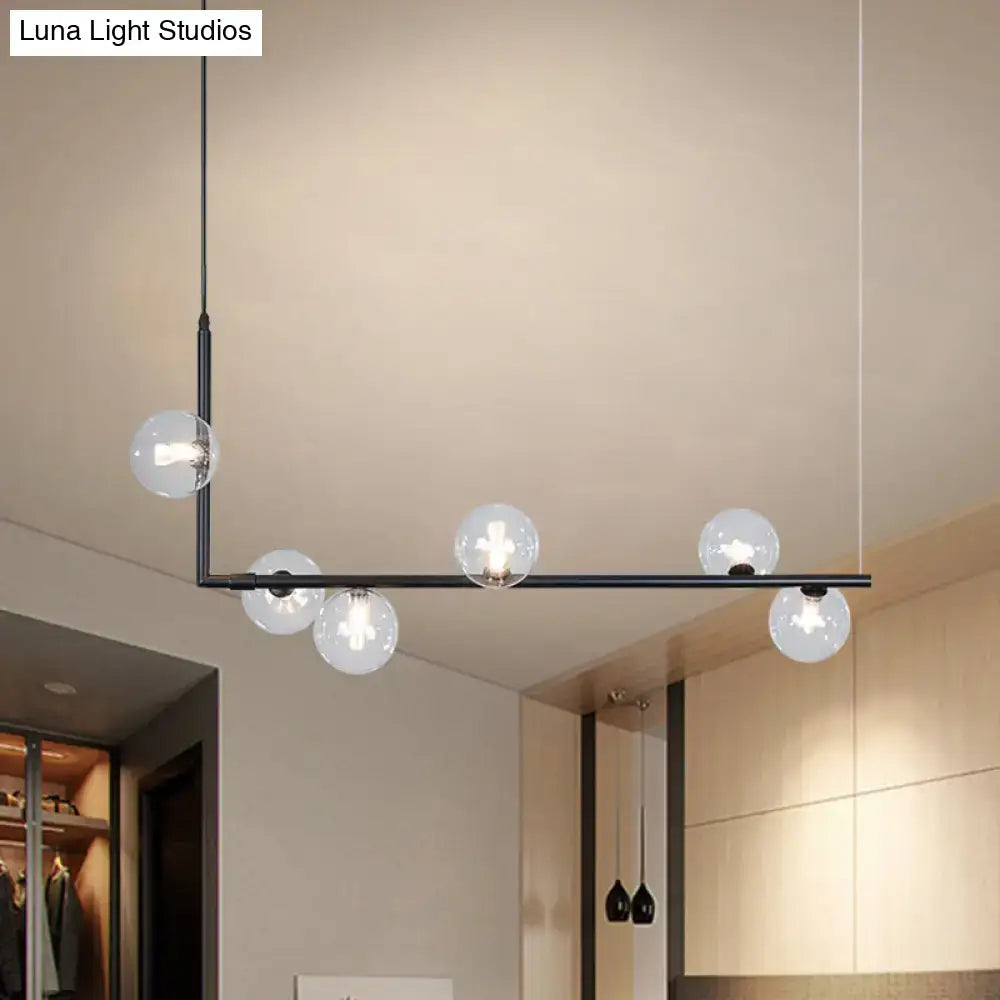 Modern black & gold linear chandelier dining room glass island light