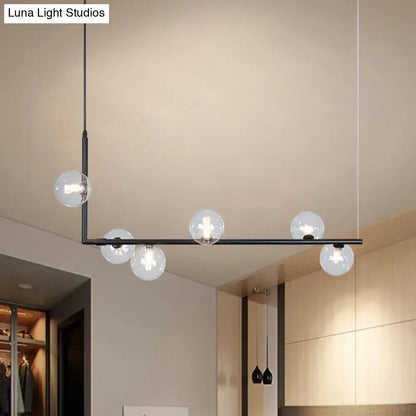 Modern black & gold linear chandelier dining room glass island light