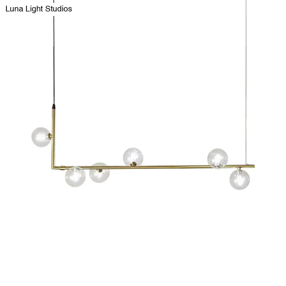 Modern black & gold linear chandelier dining room glass island light