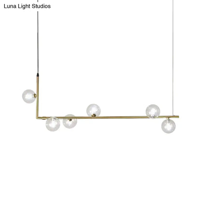 Modern black & gold linear chandelier dining room glass island light