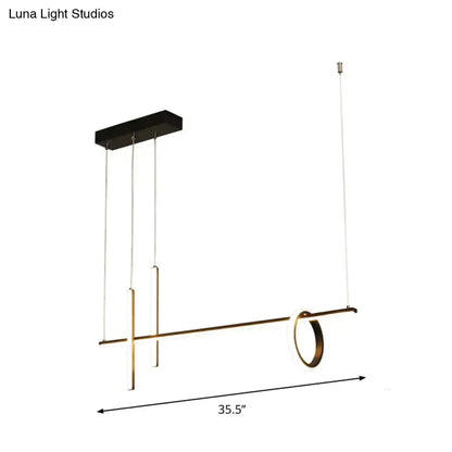Modern black & gold linear island pendant light kitchen ring decor