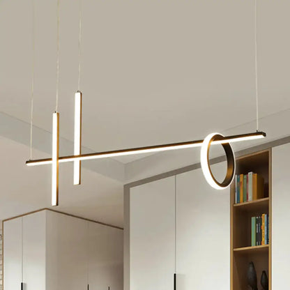 Modern black & gold linear island pendant light kitchen ring decor