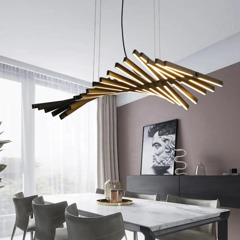 Modern black & gold linear pendant light kitchen island fixture