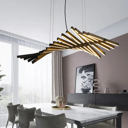 Modern black & gold linear pendant light kitchen island fixture