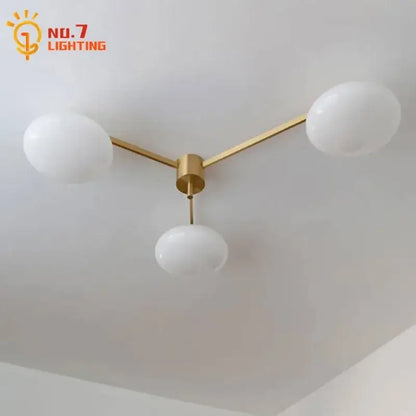 Modern black & gold lustre ceiling light for kitchen with glass globes