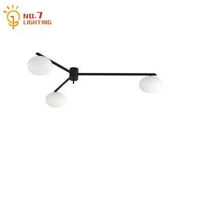Modern black & gold lustre ceiling light for kitchen with glass globes