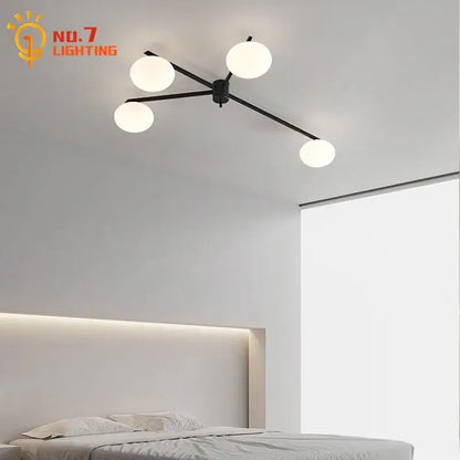 Modern black & gold lustre ceiling light for kitchen with glass globes