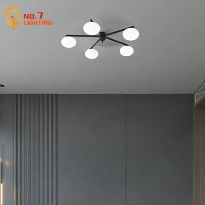Modern black & gold lustre ceiling light for kitchen with glass globes