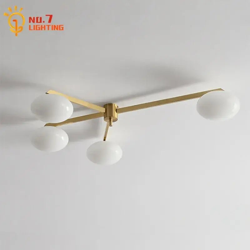 Modern black & gold lustre ceiling light for kitchen with glass globes