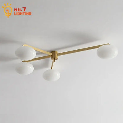 Modern black & gold lustre ceiling light for kitchen with glass globes