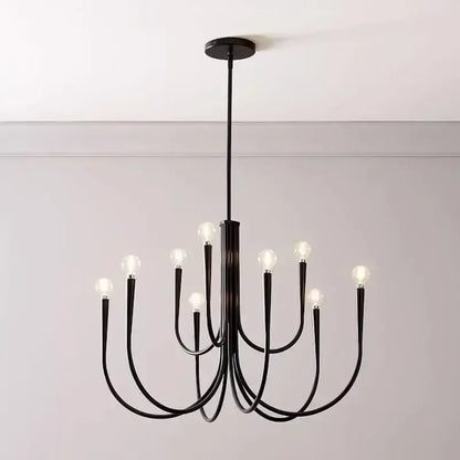 Modern black gold metal chandelier dining room 9 light fixture