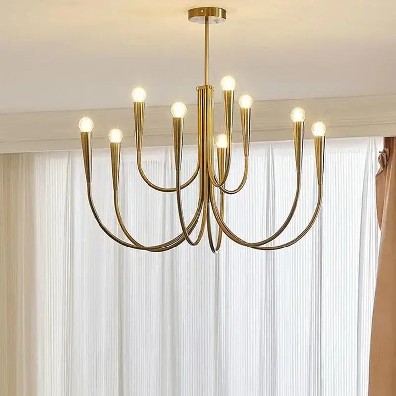 Modern black gold metal chandelier dining room 9 light fixture