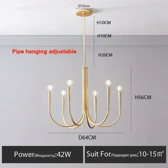 Modern black gold metal chandelier dining room 9 light fixture