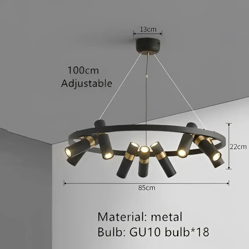 Modern black & gold metal circle led pendant light kitchen decor