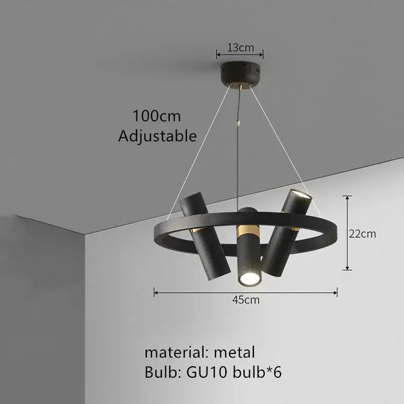 Modern black & gold metal circle led pendant light kitchen decor