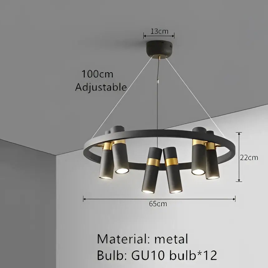 Modern black & gold metal circle led pendant light kitchen decor