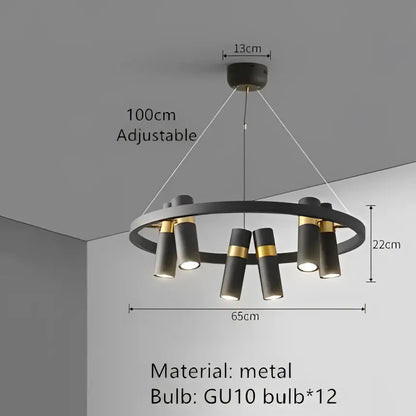 Modern black & gold metal circle led pendant light kitchen decor