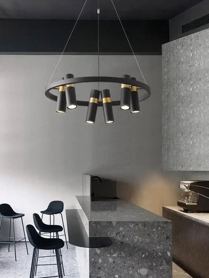 Modern black & gold metal circle led pendant light kitchen decor