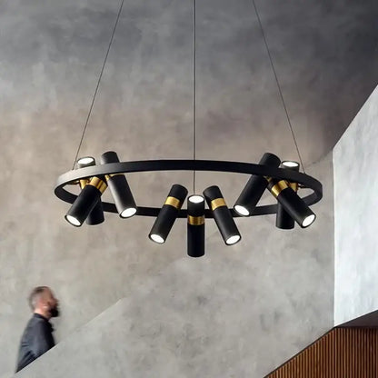 Modern black & gold metal circle led pendant light kitchen decor