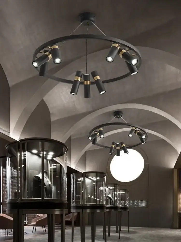 Modern black & gold metal circle led pendant light kitchen decor