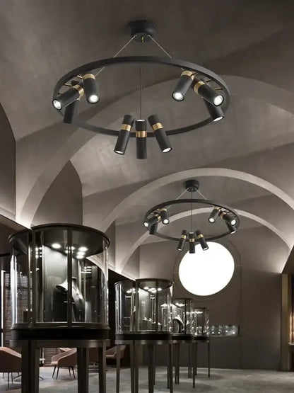 Modern black & gold metal circle led pendant light kitchen decor