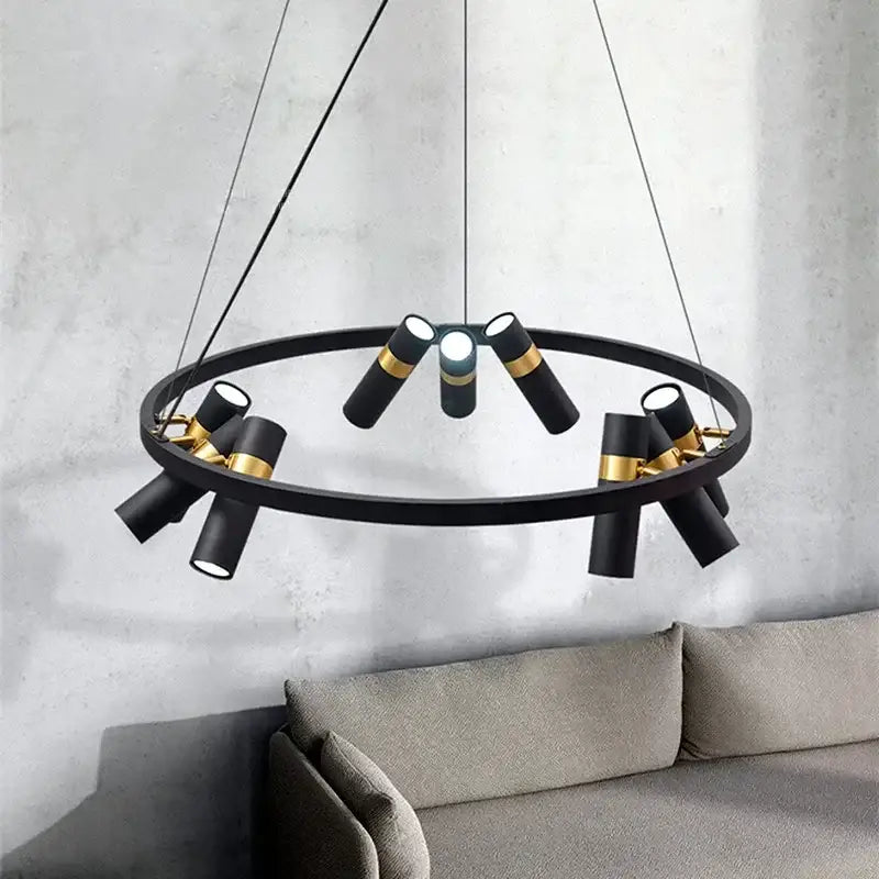 Modern black & gold metal circle led pendant light kitchen decor