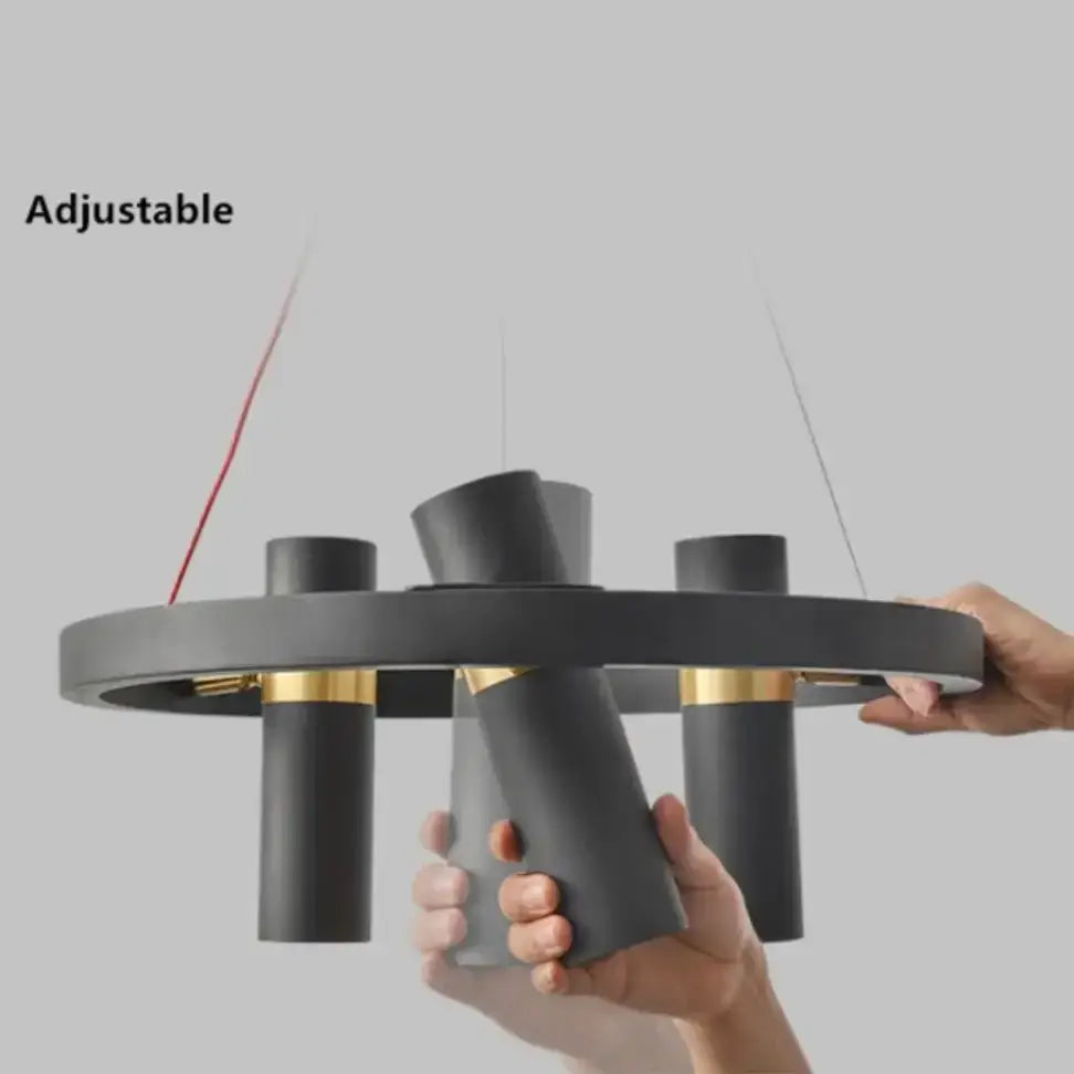 Modern black & gold metal circle led pendant light kitchen decor