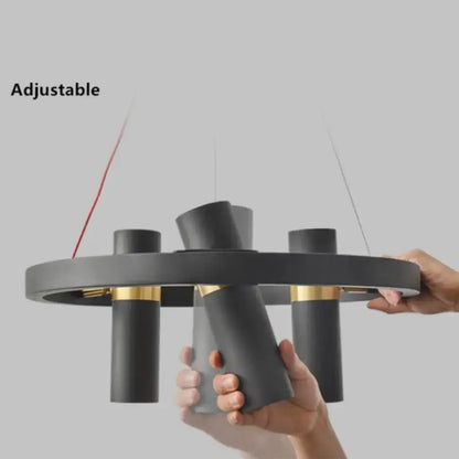 Modern black & gold metal circle led pendant light kitchen decor