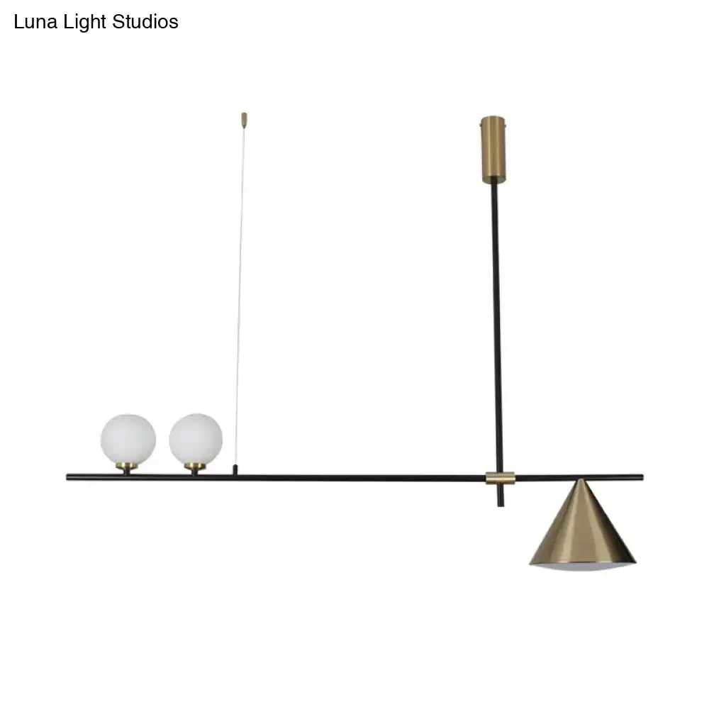 Modern black & gold metal cone island light for dining room