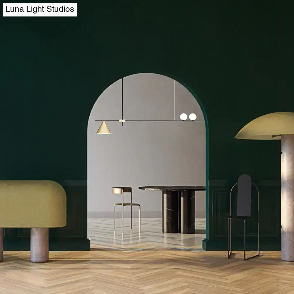 Modern black & gold metal cone island light for dining room